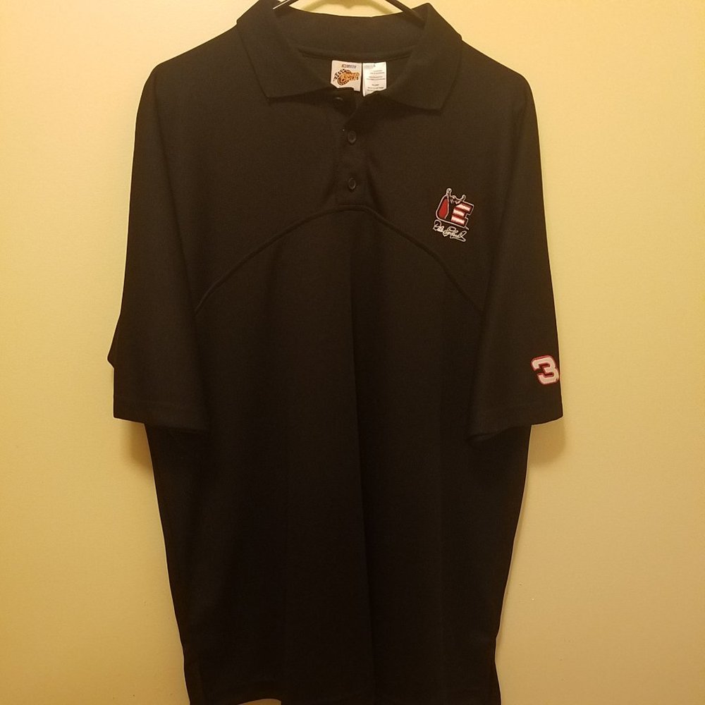 NWT NASCAR Winner's Circle Dale Earnhardt Black Athletic Polo Shirt Mens L